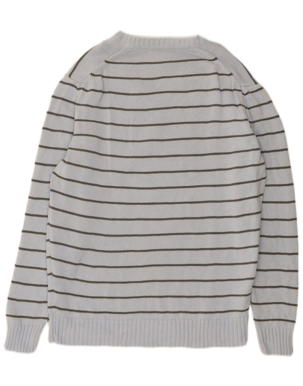Maglione Zara da uomo con scollo a V XL in cotone a righe blu