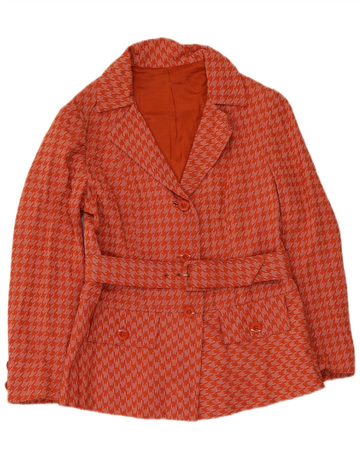 Cappotto da donna vintage UK 8 piccolo pied de poule arancione