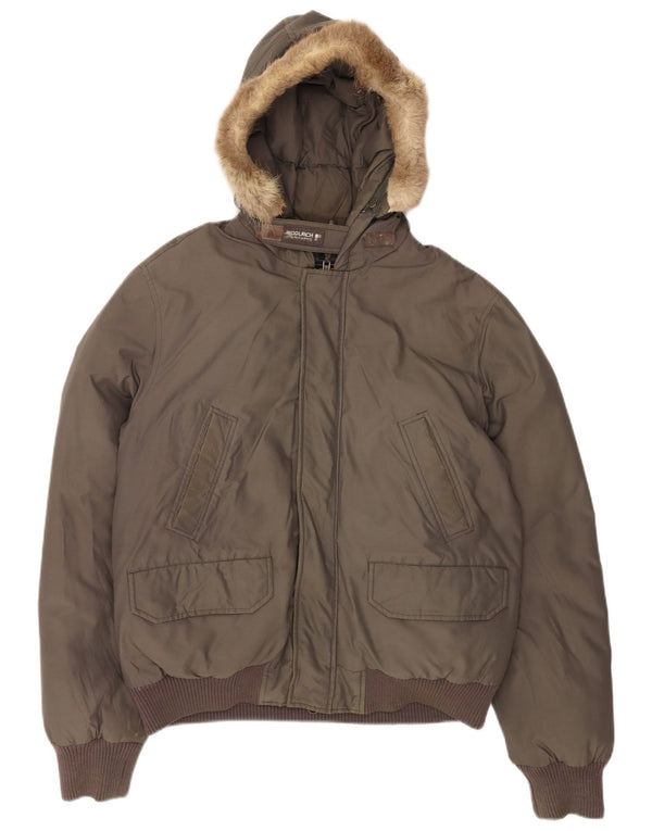 Bomber imbottito con cappuccio da uomo Woolrich UK 40 grande cotone grigio