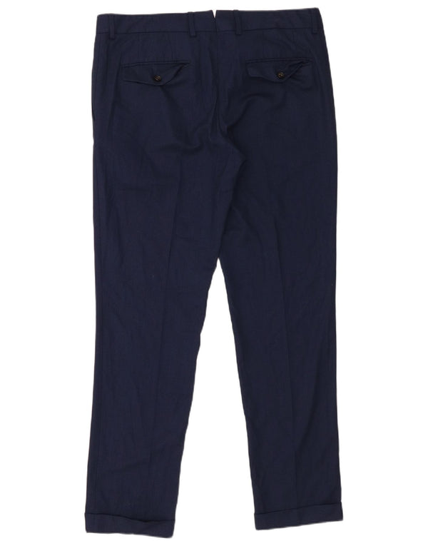 Pantaloni da abito slim da uomo Zara EU 42 Large W32 L31 Blu navy