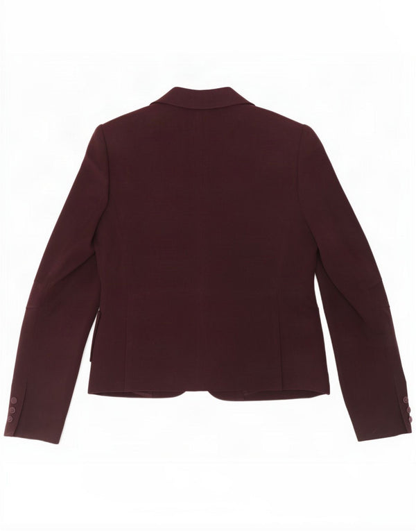Jigsaw Giacca blazer da donna a 3 bottoni UK 10 Small Bordeaux Lana