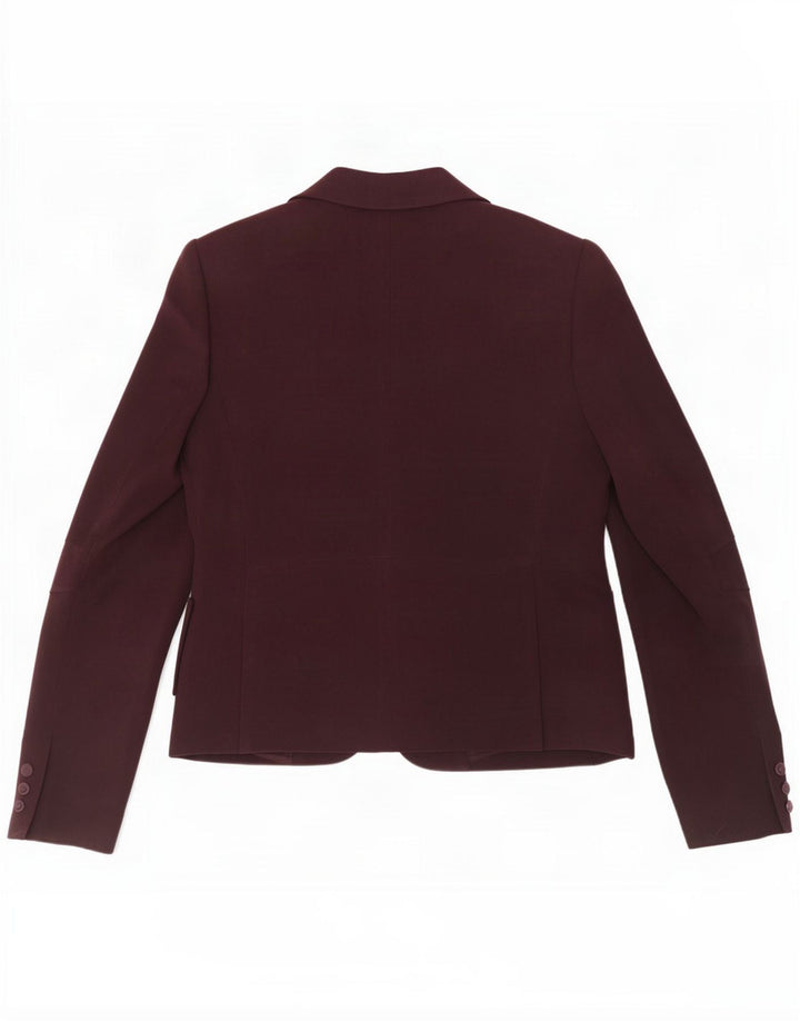 Jigsaw Giacca blazer da donna a 3 bottoni UK 10 Small Bordeaux Lana