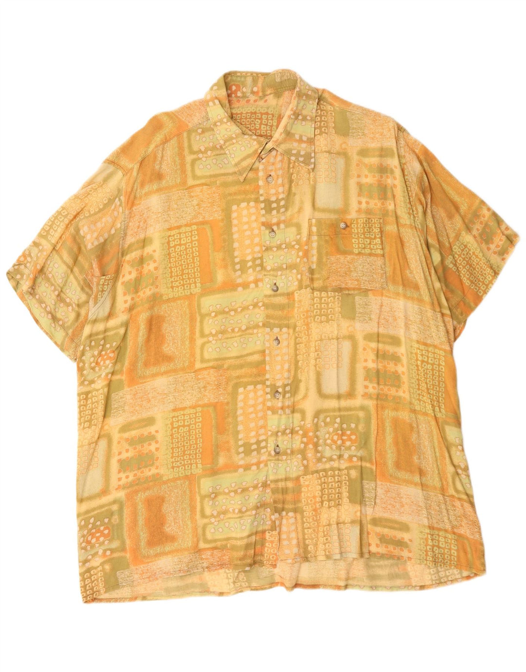 Camicia vintage da uomo a maniche corte XL gialla geometrica
