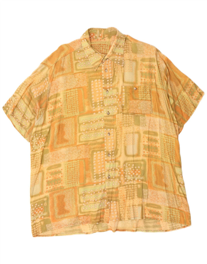 Camicia vintage da uomo a maniche corte XL gialla geometrica