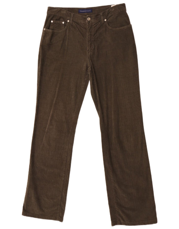 Pantaloni Casual Trussardi Uomo Dritti in Velluto W30 L32 Cotone Kaki