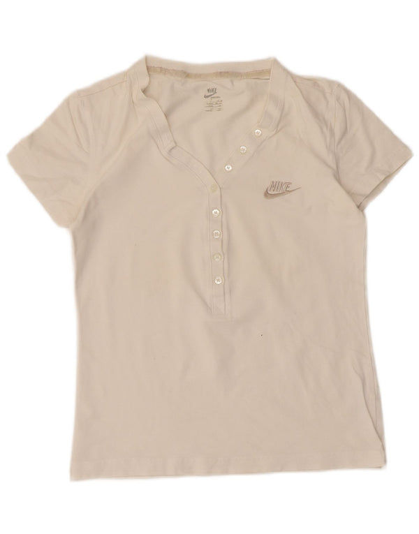 T-shirt corta da donna Nike UK 14 grande cotone bianco
