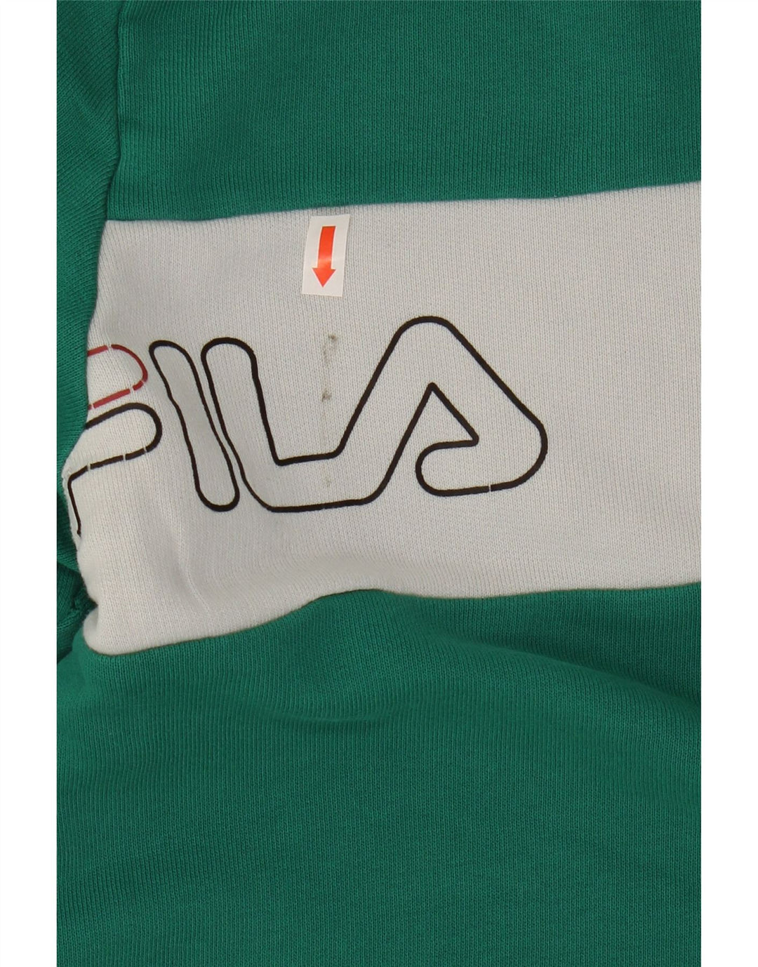 FILA Mens Graphic Sweatshirt Jumper Large Green Colourblock Cotton Vintage Fila and Second-Hand Fila from Messina Hembry 