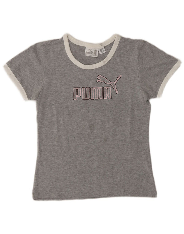 T-shirt grafica corta da donna Puma UK 10 piccola grigia chiazzata