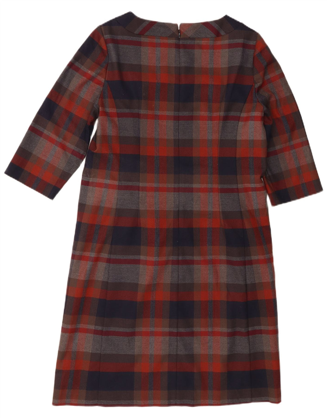 LAURA ASHLEY Womens 3/4 Sleeve Basic Dress UK 14 Large Grey Check