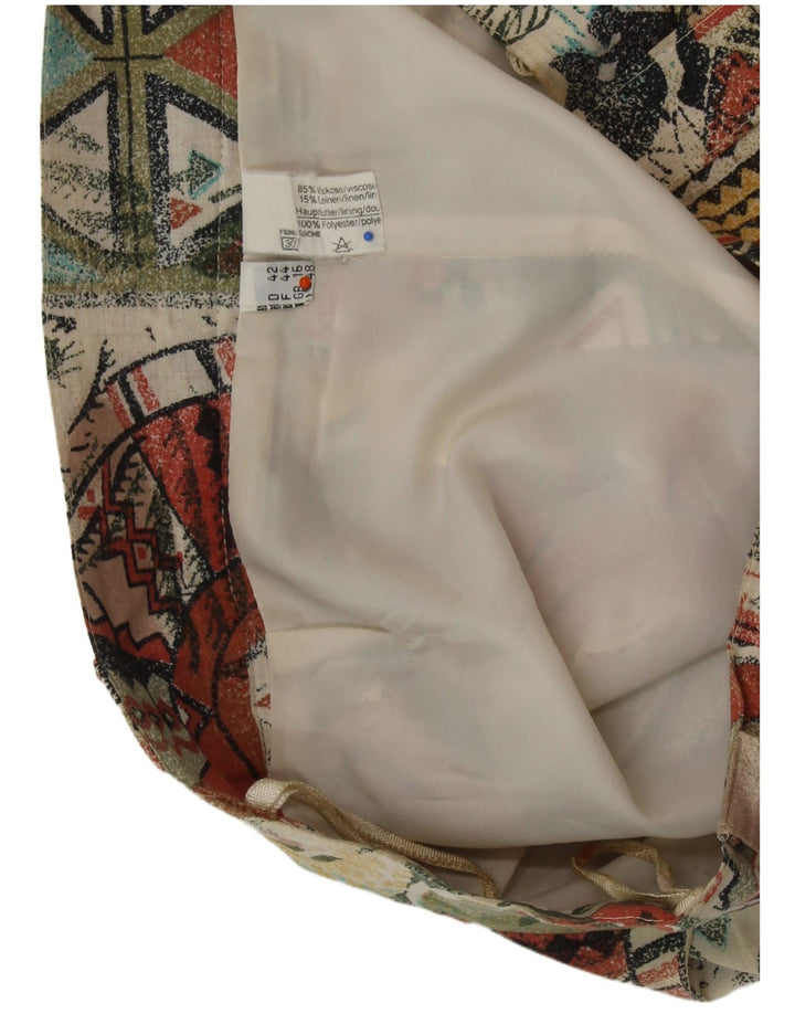 Gonna a pieghe da donna VINTAGE UK 16 Large W32 multicolore geometrico