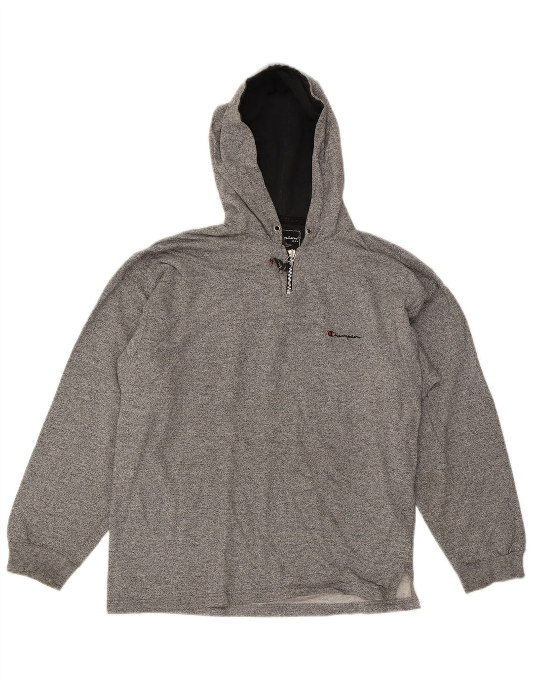 Maglione con cappuccio da uomo CHAMPION, grande cotone chiazzato grigio