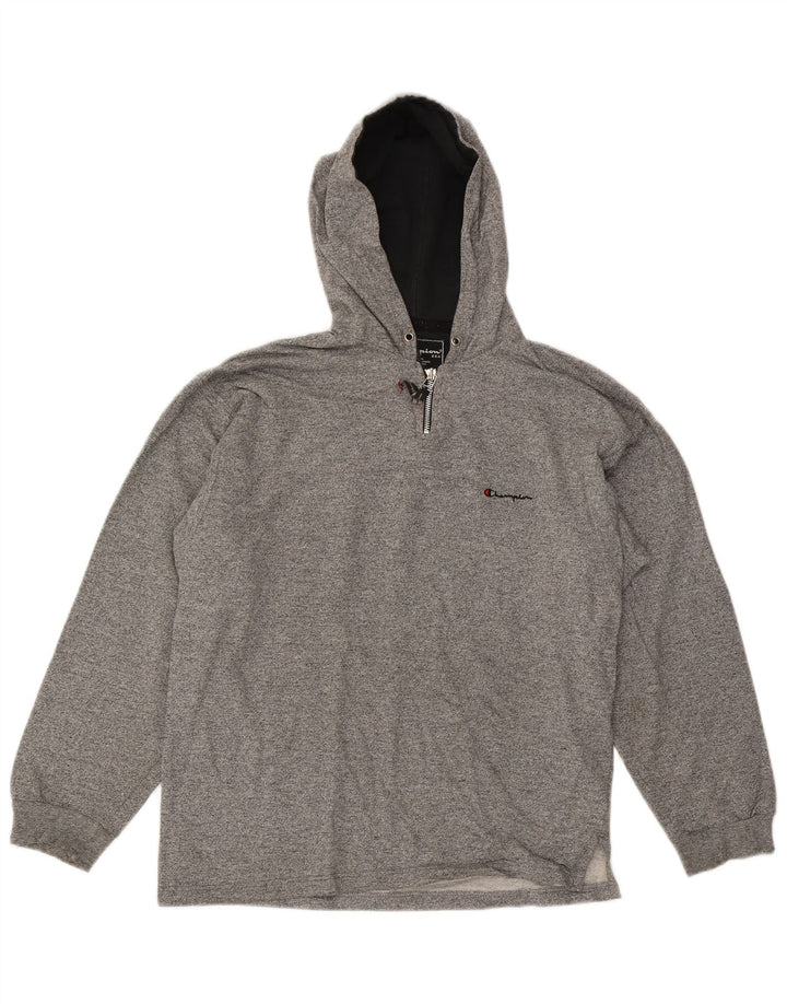 Maglione con cappuccio da uomo CHAMPION, grande cotone chiazzato grigio