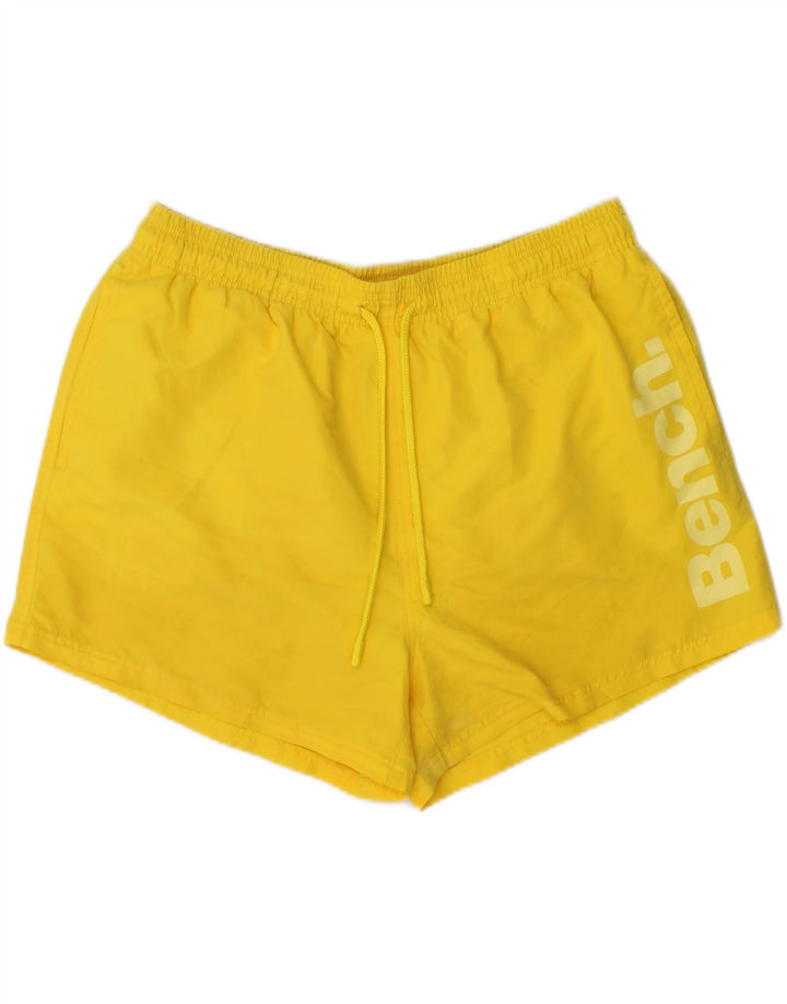 BENCH Mens Graphic Swimming Shorts XL Yellow Polyester