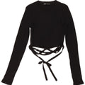 Top corto da donna Zara a maniche lunghe UK 8 piccolo in cotone nero