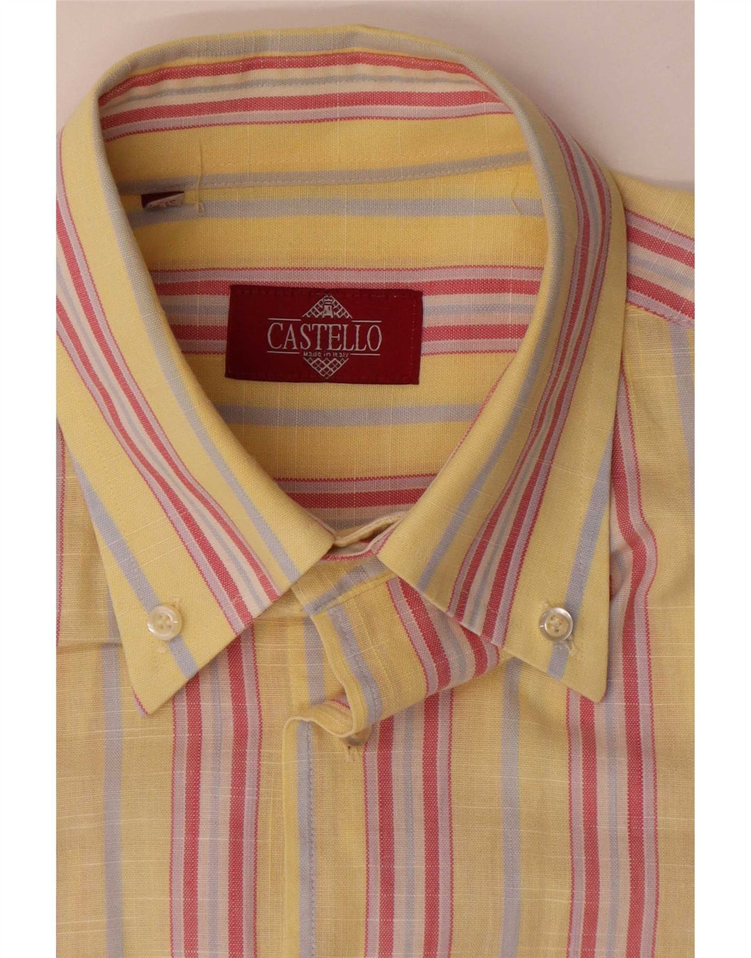 Camicia da uomo a maniche corte Castello Taglia 15 3/4 Media a righe gialle