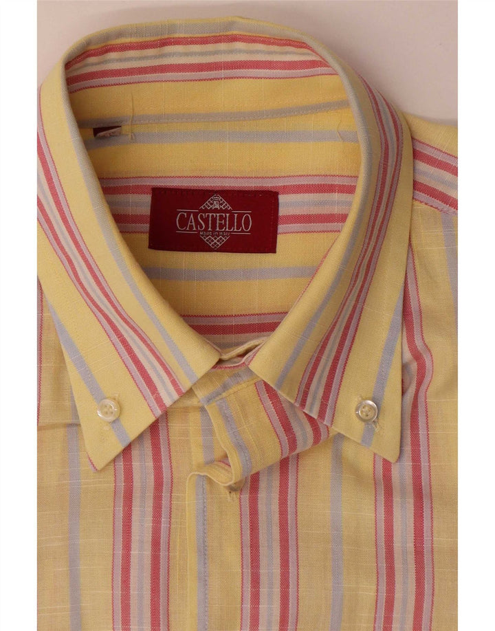Camicia da uomo a maniche corte Castello Taglia 15 3/4 Media a righe gialle