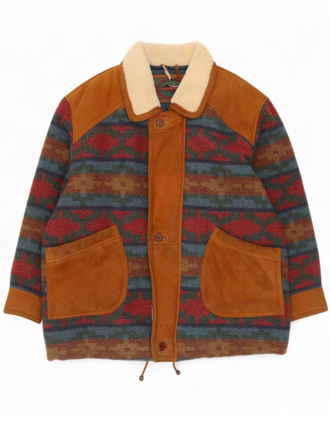Angelo Litrico Cappotto da uomo UK 38 Shearling geometrico multicolore medio
