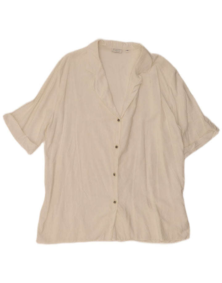 Camicetta camicia a maniche corte da donna vintage UK 18 XL bianca