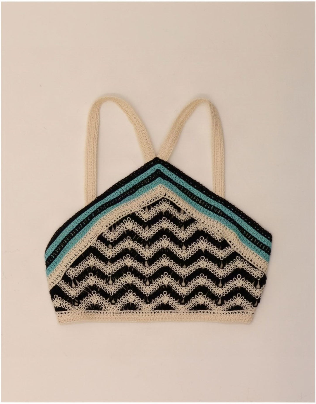 Top corto all'uncinetto da donna Zara UK 8 piccolo Chevron multicolore