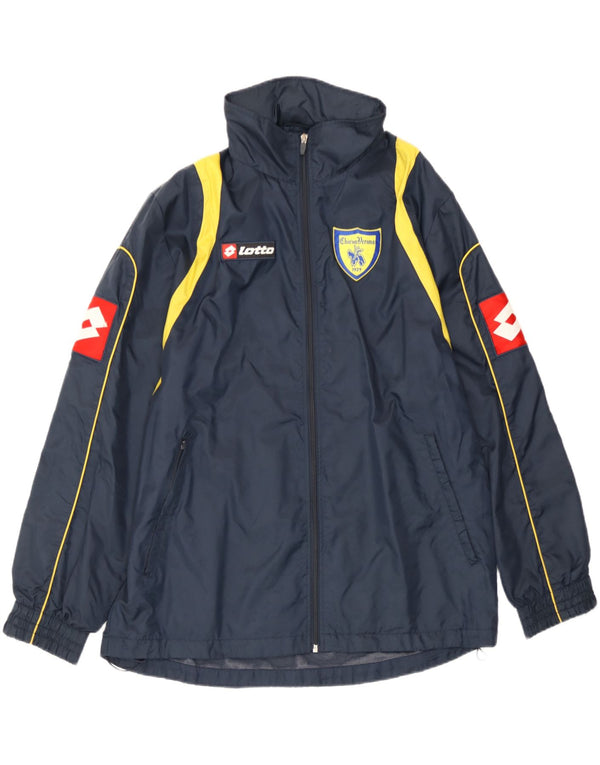 Giacca antipioggia da uomo Lotto con cappuccio UK 40 Large Blu Navy Sport in poliestere