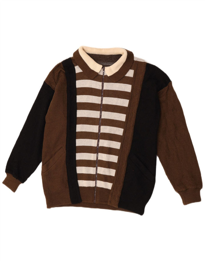 Maglione cardigan grafico da uomo Kansai Yamamoto in lana color block marrone medio