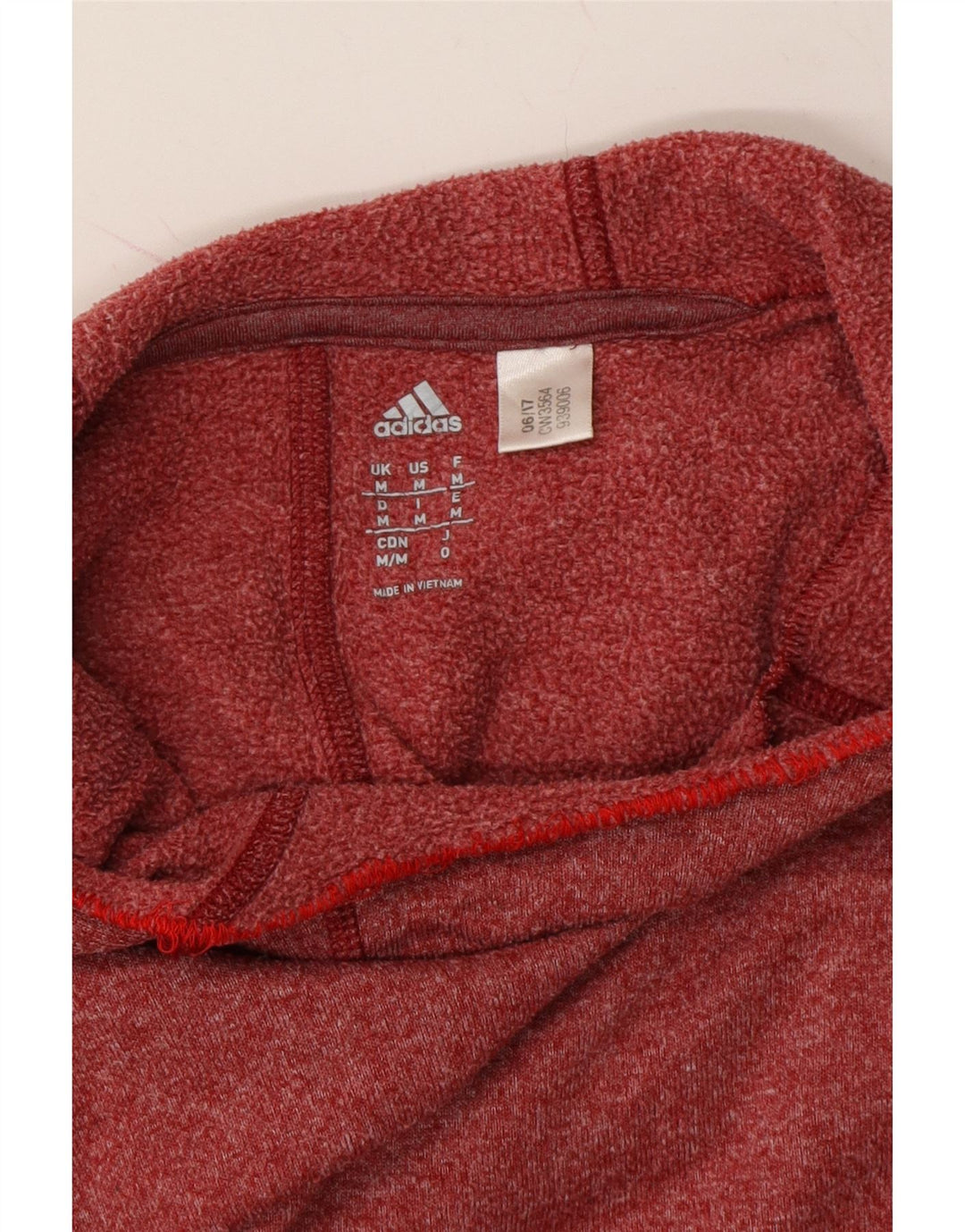ADIDAS Womens Climalite Hoodie Jumper UK 14 Medium Red Flecked Polyester Vintage Adidas and Second-Hand Adidas from Messina Hembry 