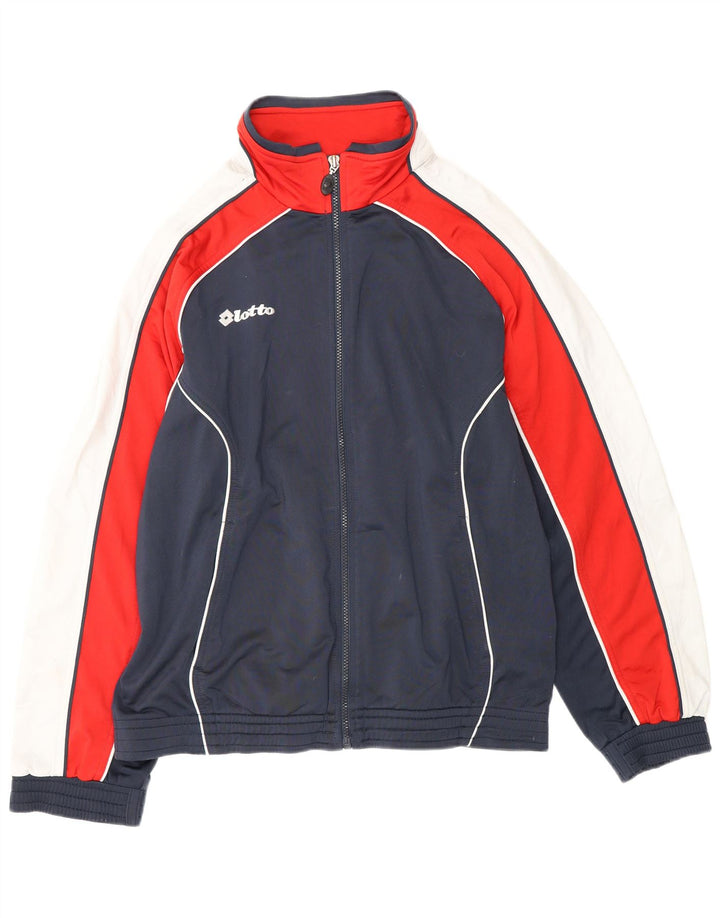 LOTTO Giacca da tuta da uomo di grandi dimensioni in poliestere color block blu navy