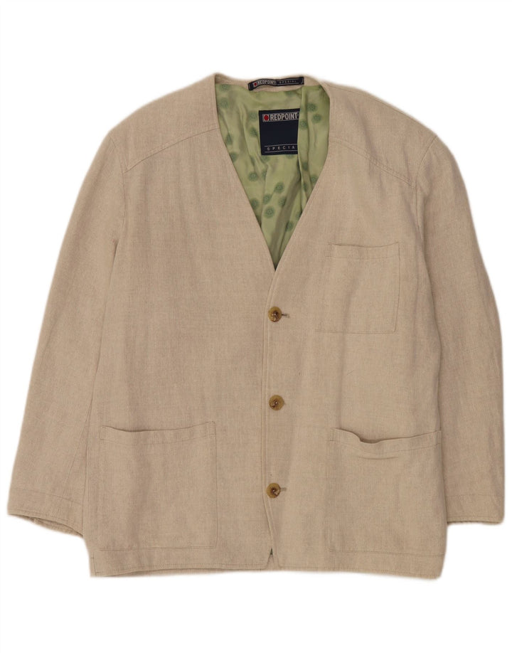 Giacca blazer da uomo a 3 bottoni Redpoint IT 48 Cotone a spina di pesce beige medio