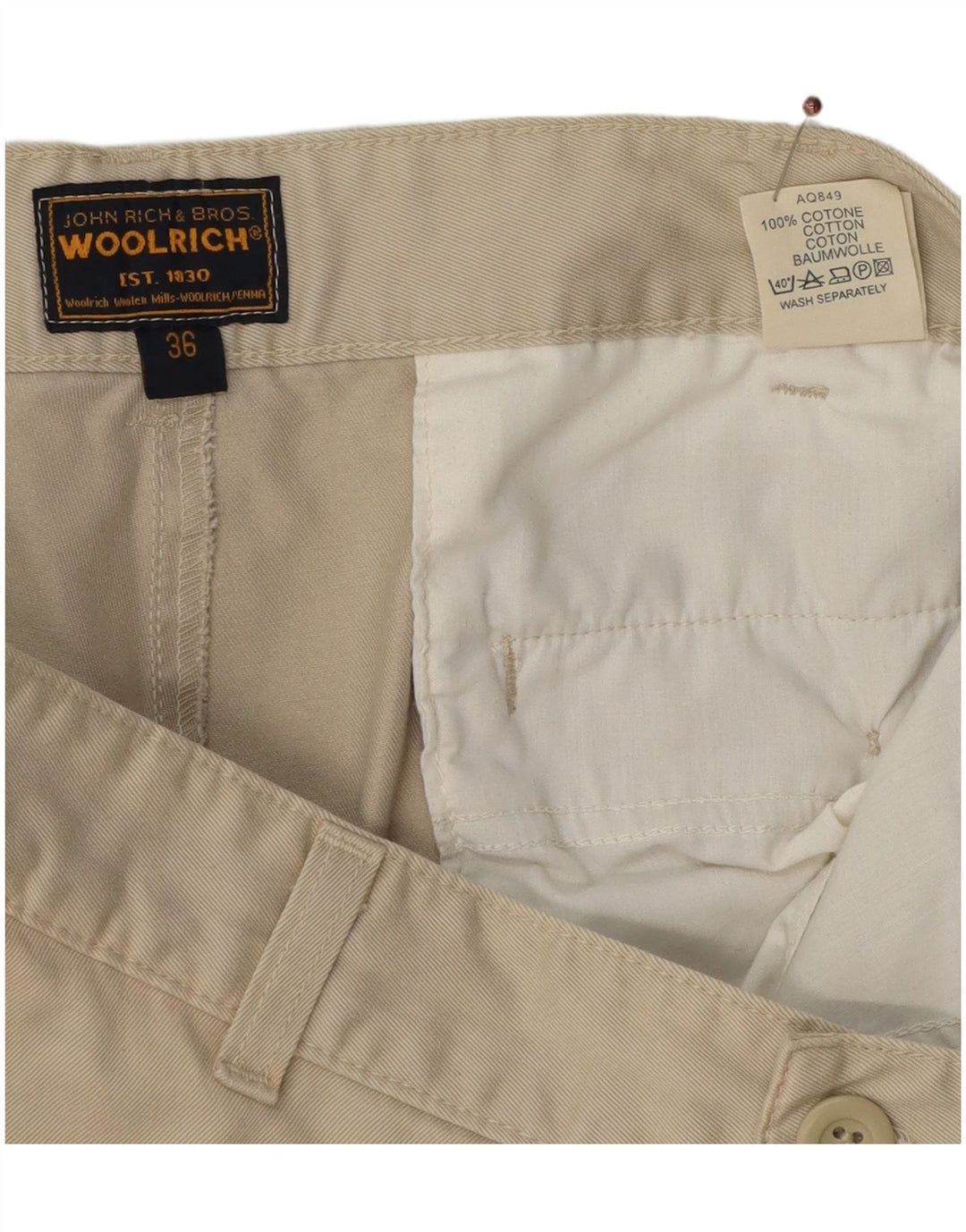 Pantaloni chino dritti da uomo Woolrich W36 L29 in cotone beige