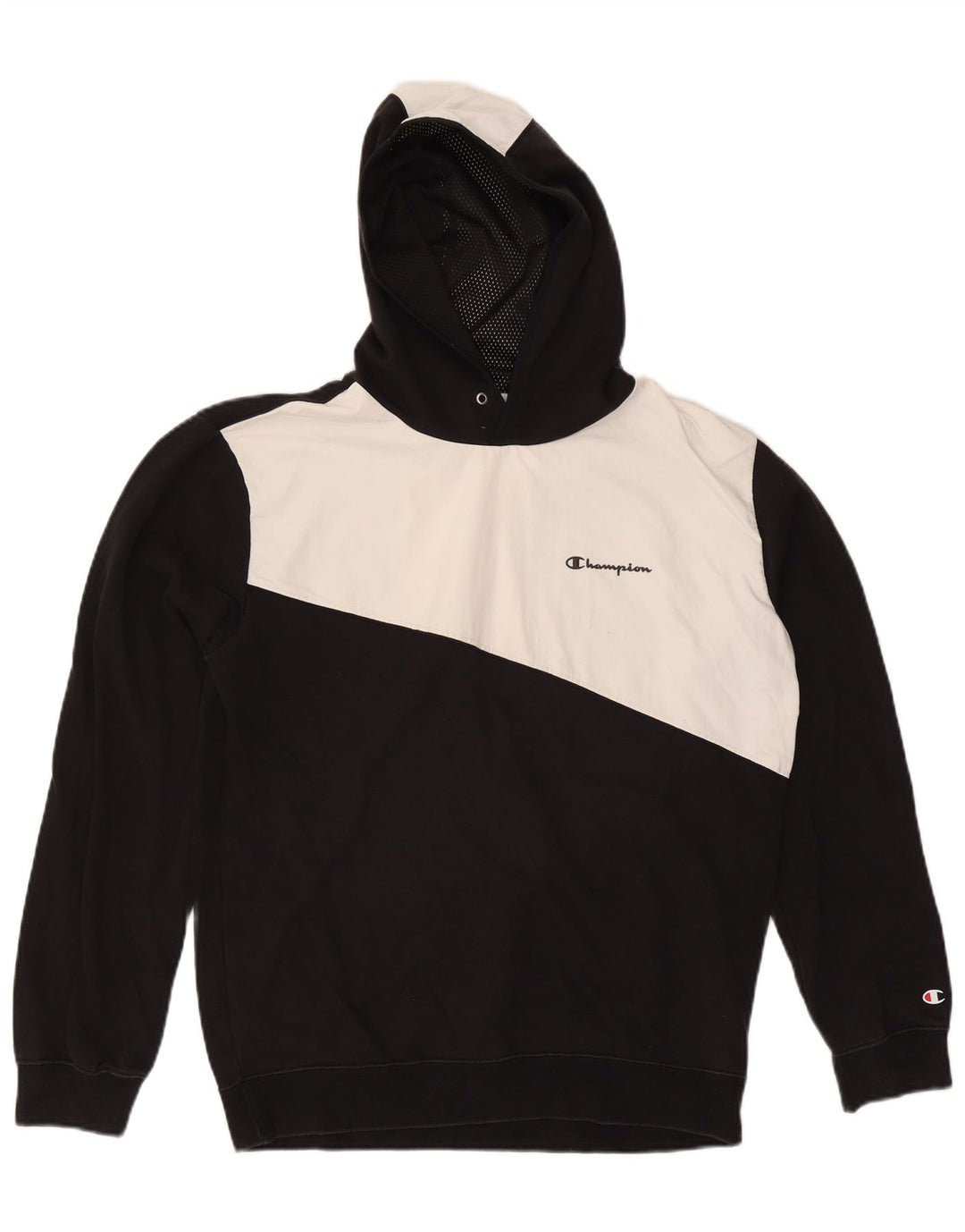 Felpa con cappuccio grafica da uomo CHAMPION XL color block nero