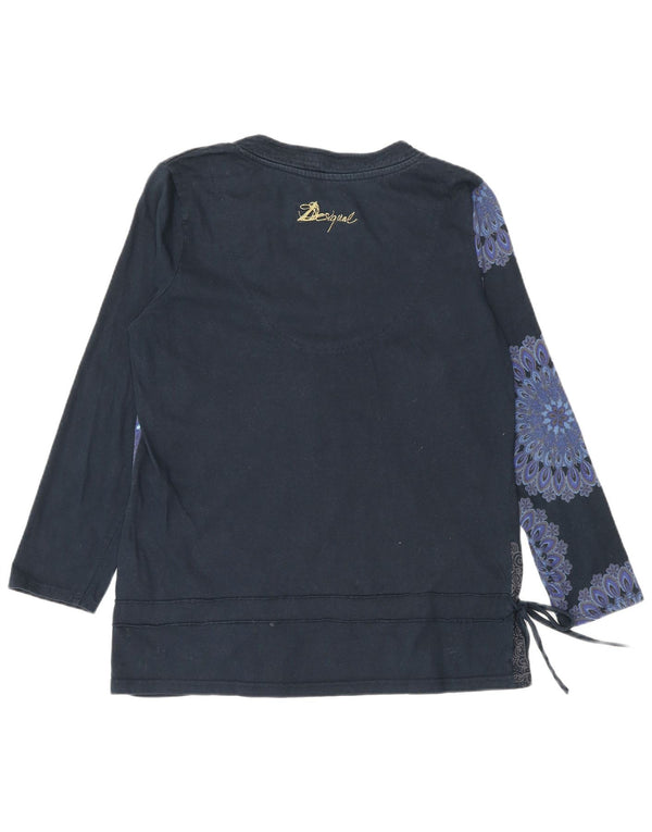 Desigual Donna Graphic Top Manica Lunga UK 18 XL Blu Navy Floreale