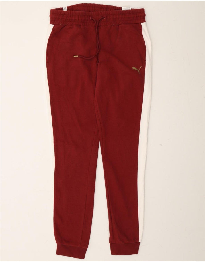 PUMA Mens Tracksuit Trousers Joggers Small  Maroon Colourblock Cotton Vintage Puma and Second-Hand Puma from Messina Hembry 