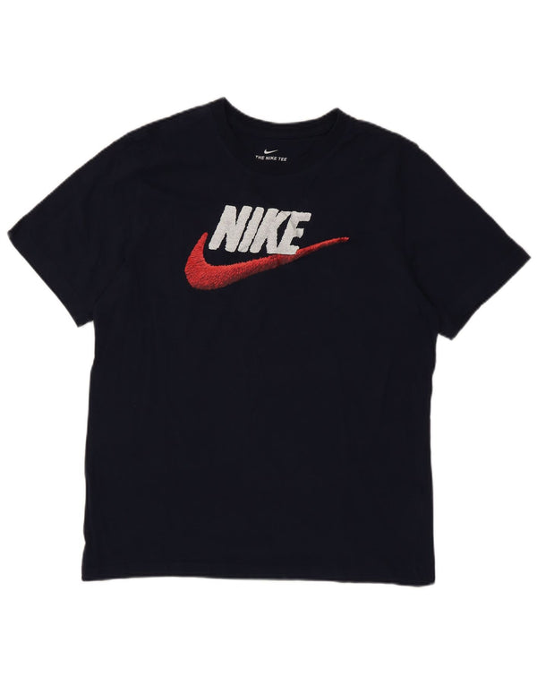 T-shirt grafica da uomo Nike Top Large in cotone blu navy