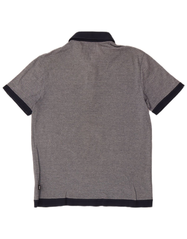 Polo da uomo slim fit Hugo Boss grande in cotone gessato blu navy
