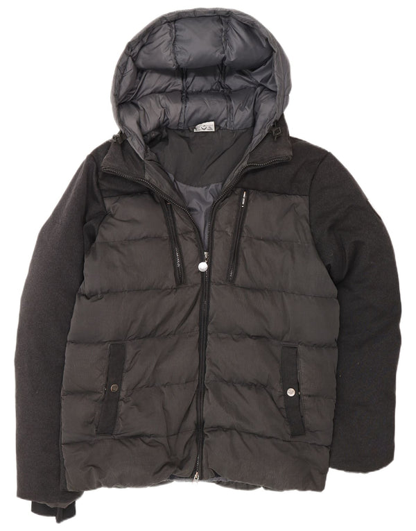 Giacca imbottita con cappuccio da uomo Emporio Armani UK 36 Small Grey Colourblock