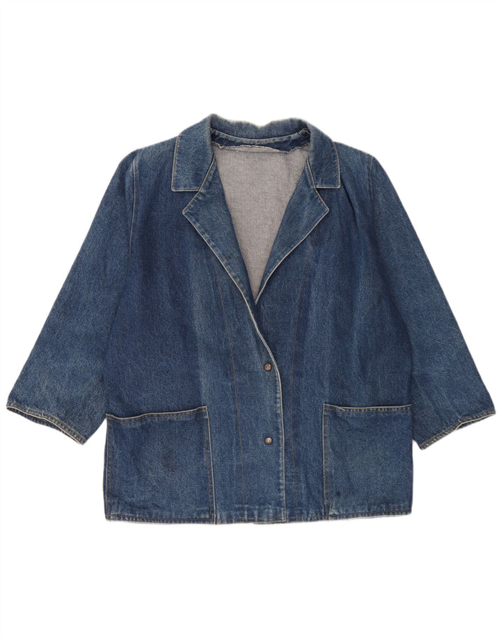 Giacca blazer in denim oversize da donna vintage a 2 bottoni UK 18 XL Blu