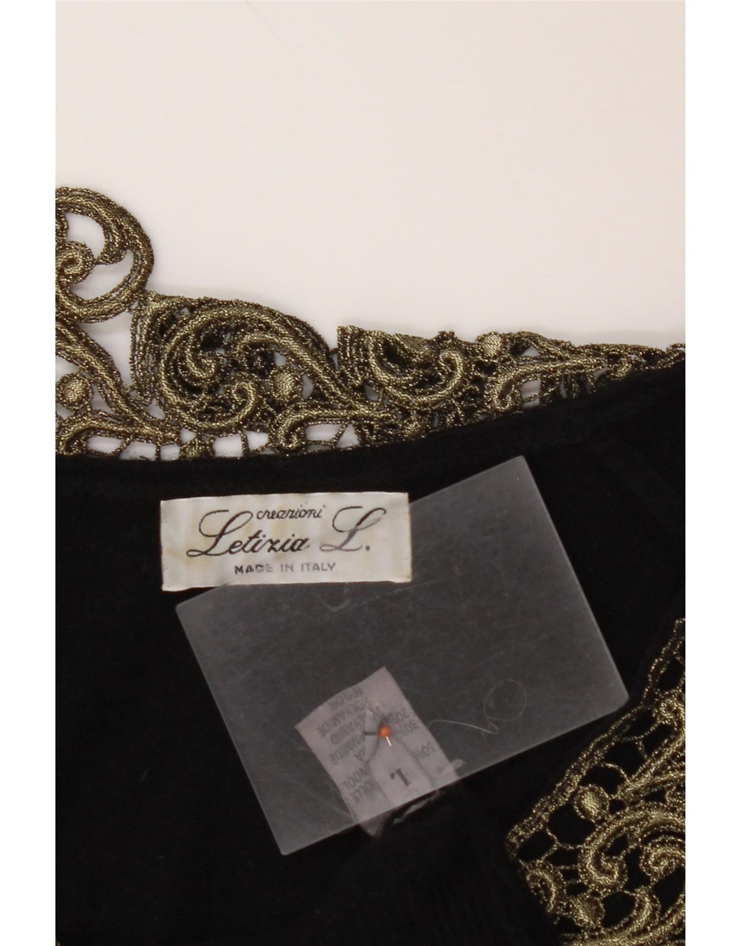 LETIZIA L. Maglione da donna con scollo a V UK 16 Grande lana Paisley nera