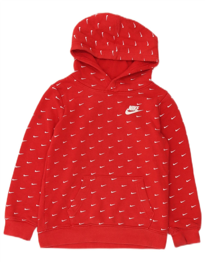Felpa con cappuccio da bambino Nike 6-7 anni in cotone rosso