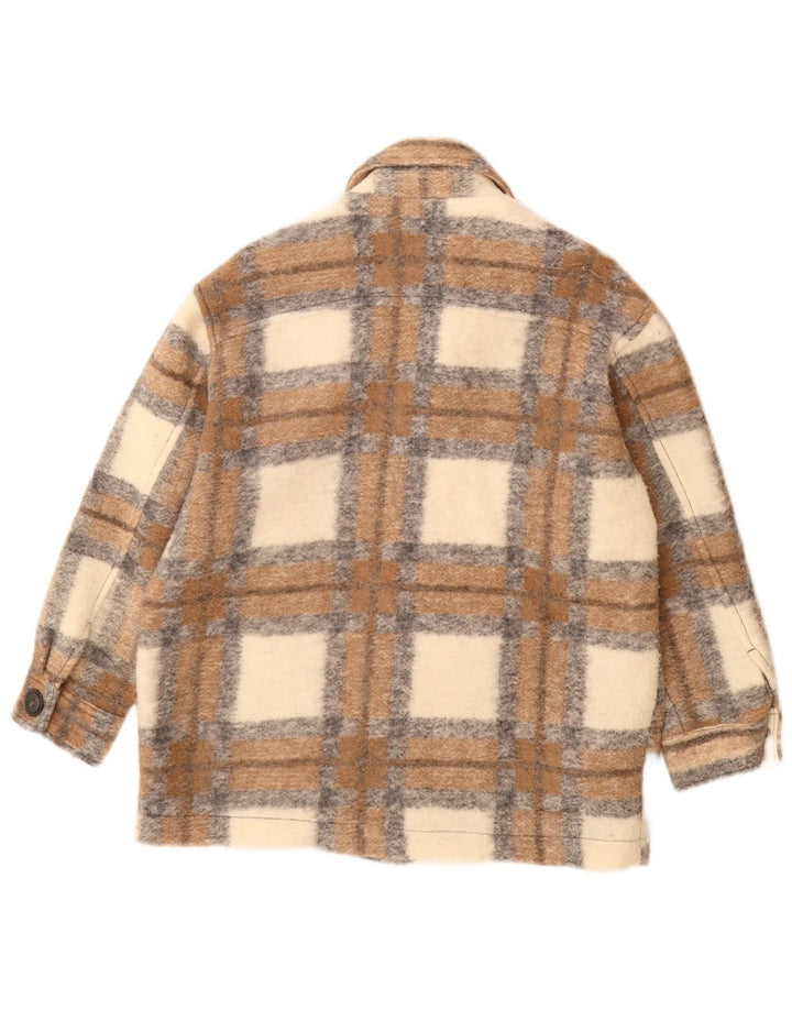 Giacca oversize Shacket da donna Zara UK 6 XS Lana a quadri beige