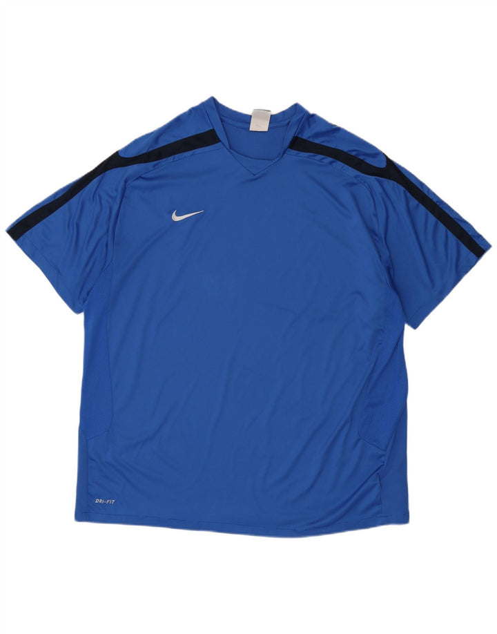 T-shirt da uomo Nike Dri Fit Top 2XL blu poliestere color block