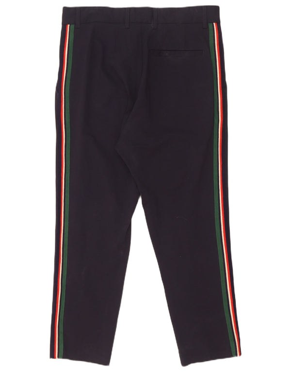 Pantaloni chino corti da uomo Zara grandi W32 L26 nylon a righe blu navy