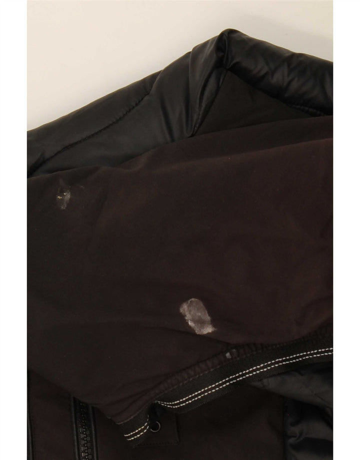 Blauer Giacca imbottita con cappuccio da uomo UK 38 Medium Black Colourblock Poliammide