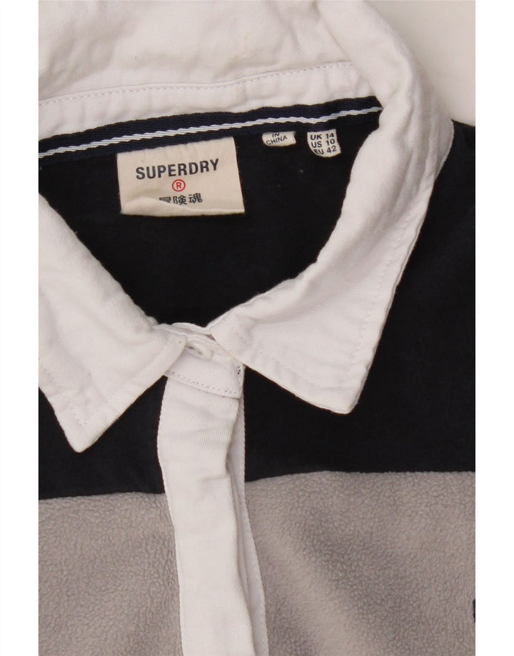 SUPERDRY Womens Oversized Crop Sweatshirt Jumper UK 14 Large Navy Blue