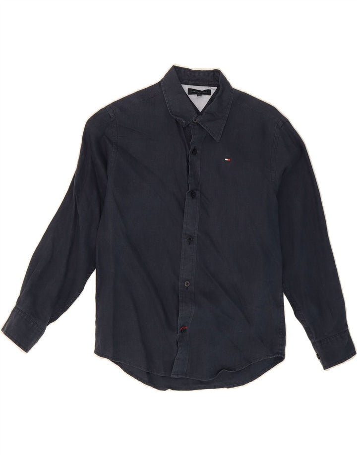 TOMMY HILFIGER Boys Shirt 9-10 Years Navy Blue Linen Vintage Tommy Hilfiger and Second-Hand Tommy Hilfiger from Messina Hembry 