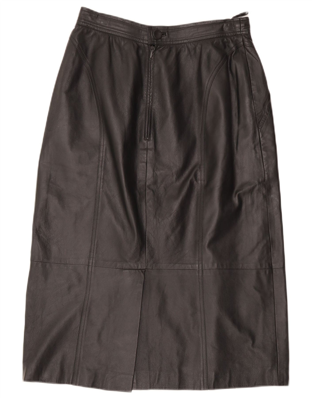 Gonna in pelle vintage da donna W28 media nera