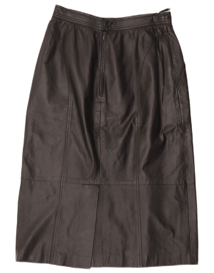 Gonna in pelle vintage da donna W28 media nera