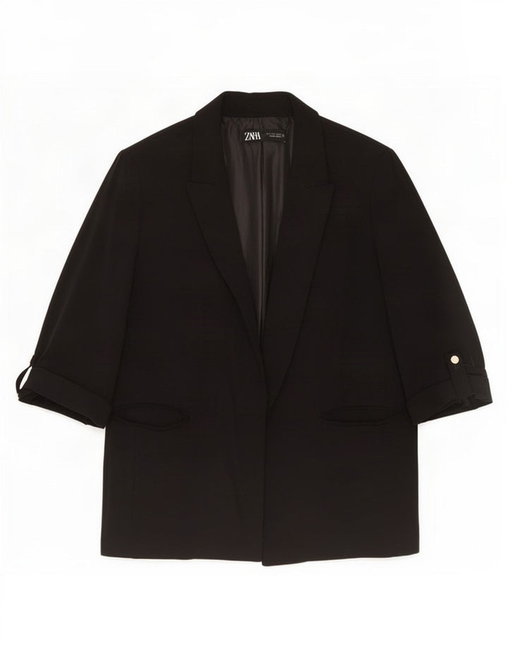 Giacca blazer aperta da donna con maniche a 3/4 Zara UK 16 grande poliestere nero
