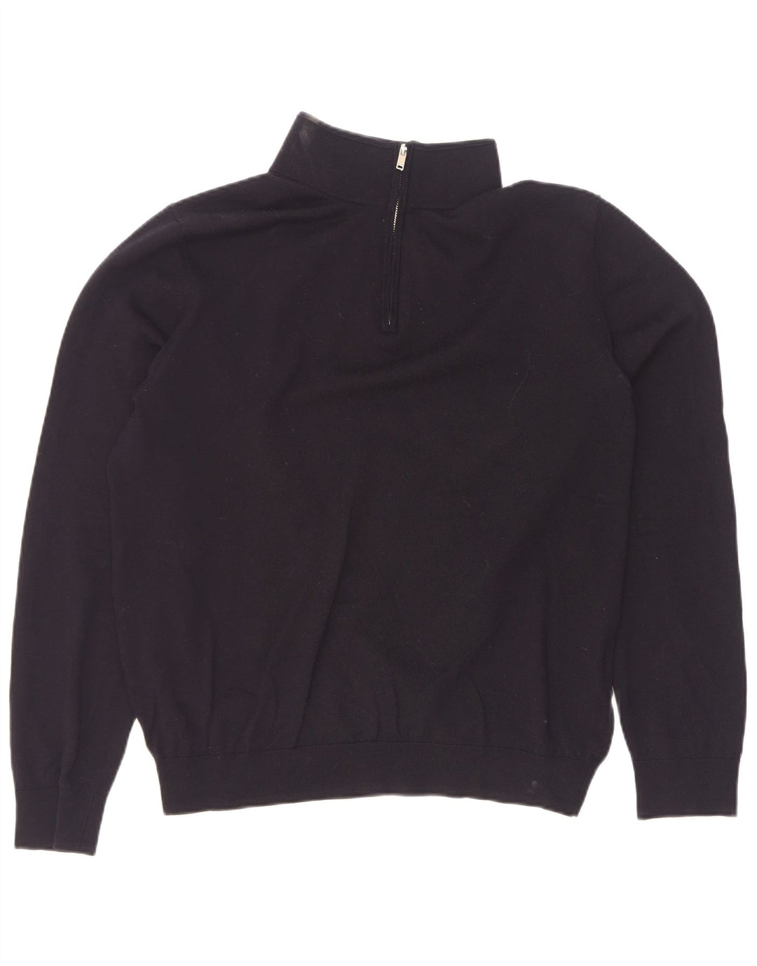 Maglione Reiss da uomo con zip e collo XL in lana nera