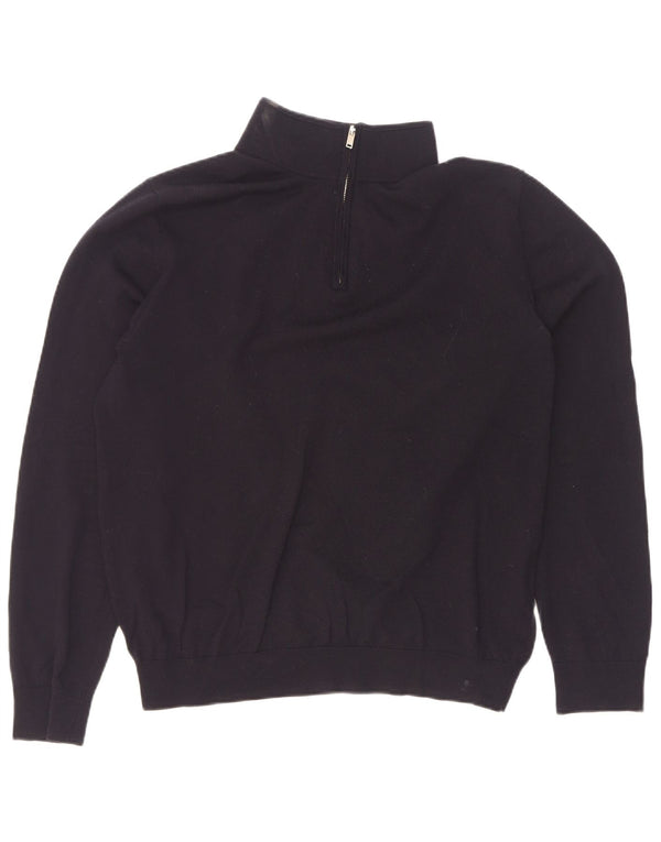 Maglione Reiss da uomo con zip e collo XL in lana nera