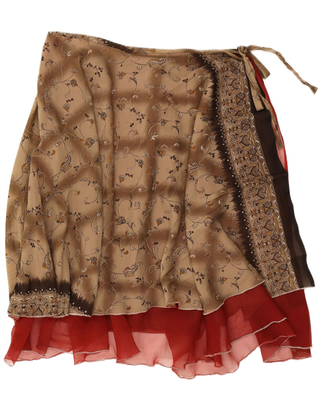 Gonna a portafoglio vintage da donna W38 2XL marrone floreale